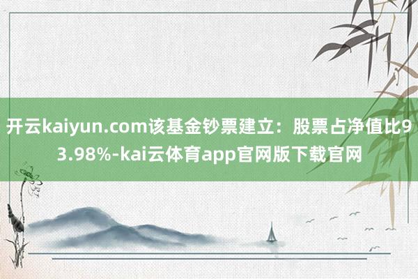 开云kaiyun.com该基金钞票建立：股票占净值比93.98%-kai云体育app官网版下载官网