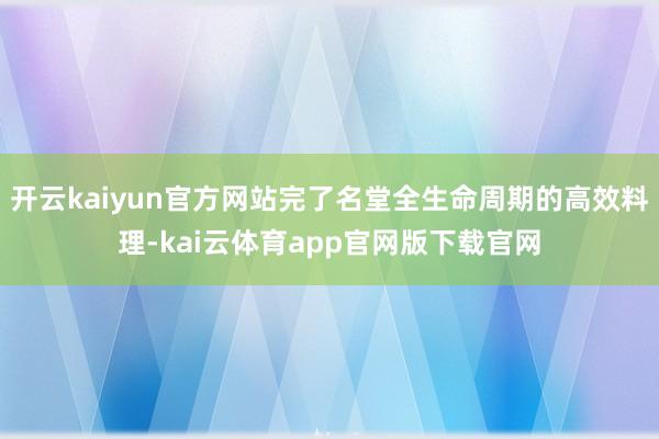 开云kaiyun官方网站完了名堂全生命周期的高效料理-kai云体育app官网版下载官网