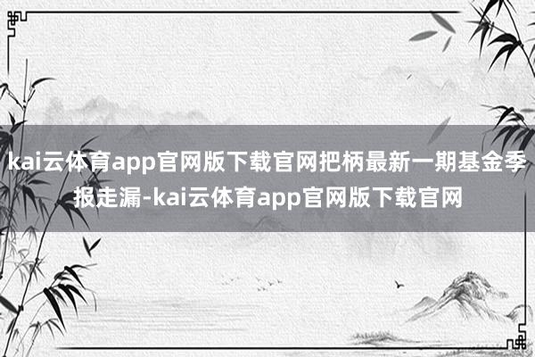 kai云体育app官网版下载官网把柄最新一期基金季报走漏-kai云体育app官网版下载官网