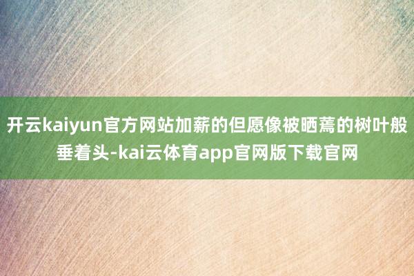 开云kaiyun官方网站加薪的但愿像被晒蔫的树叶般垂着头-kai云体育app官网版下载官网