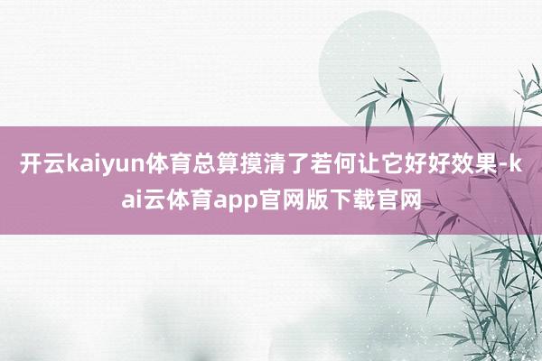 开云kaiyun体育总算摸清了若何让它好好效果-kai云体育app官网版下载官网