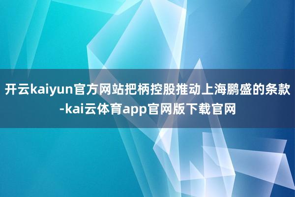 开云kaiyun官方网站把柄控股推动上海鹏盛的条款-kai云体育app官网版下载官网